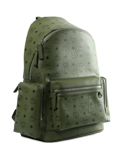 Mcm Stark Monogram Backpack In Green