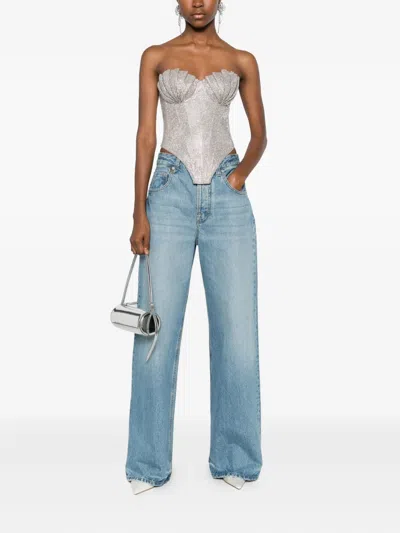 Giuseppe Di Morabito Crystal-embellished Corset Top In Gray