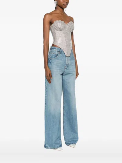 Giuseppe Di Morabito Crystal-embellished Corset Top In Gray