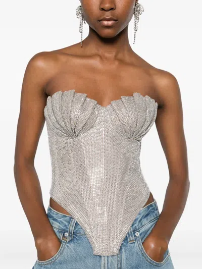 Giuseppe Di Morabito Crystal-embellished Corset Top In Gray