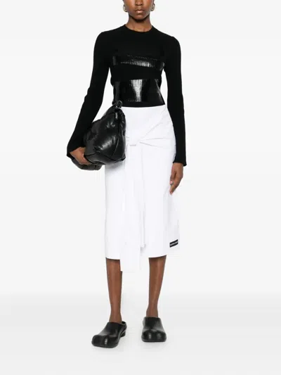 Mm6 Maison Margiela Knitwear With Glossy Panel And Ribbed Texture In Black