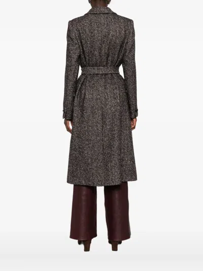 Tagliatore Herringbone Double-breasted Wool Coat In Gray