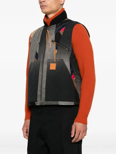 Khoki Patchwork Zipped Waistcoat In Multi