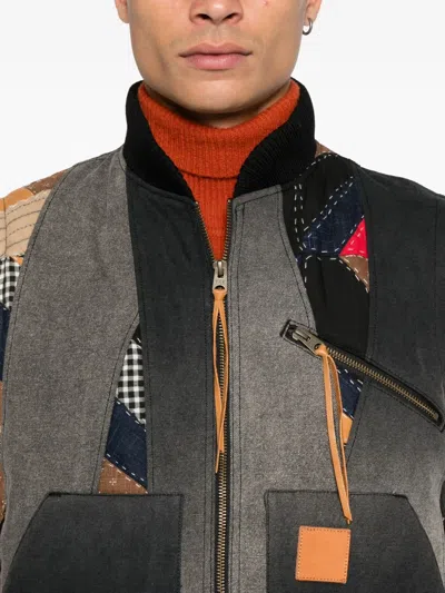 Khoki Patchwork Zipped Waistcoat In Multi