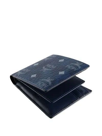 Mcm Aren Bifold Monogram Wallet In Blue