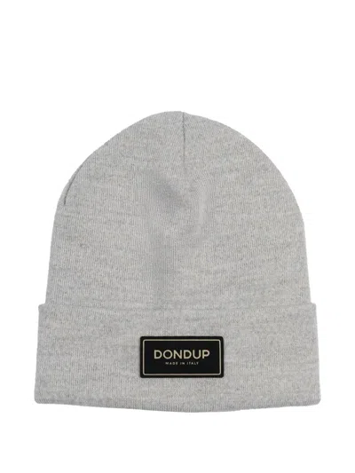 Dondup Logo-plaque Beanie Hat In Gray