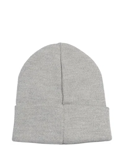 Dondup Logo-plaque Beanie Hat In Gray