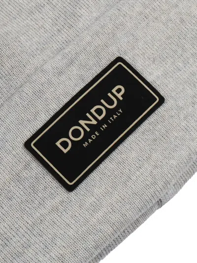 Dondup Logo-plaque Beanie Hat In Gray