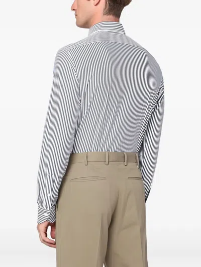 Xacus White Striped Active Twill Shirt In White