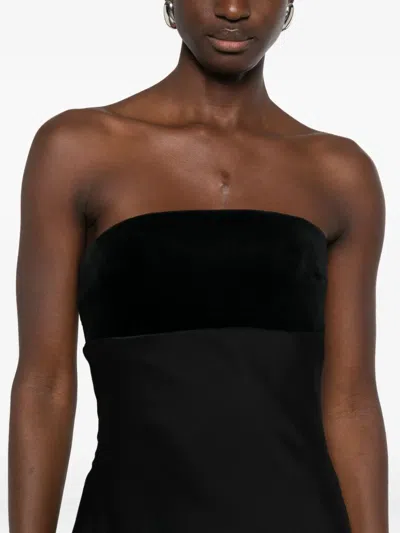 Max Mara Baia Velvet-trimmed Satin Bustier Gown In Black