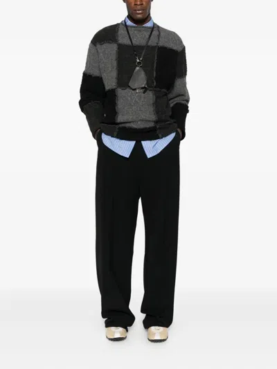 Ader Error Patchwork Crew-neck Sweater In Gray