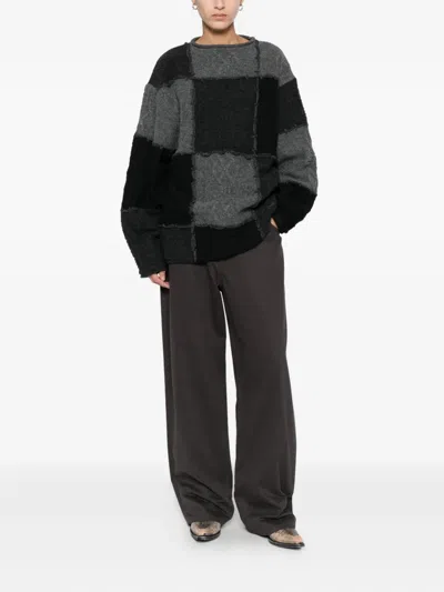 Ader Error Patchwork Crew-neck Sweater In Gray