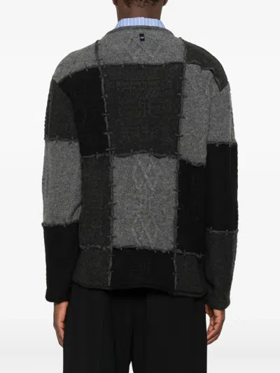 Ader Error Patchwork Crew-neck Sweater In Gray
