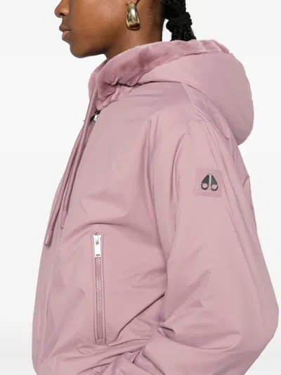 Moose Knuckles Hooded Welt-pockets Jacket In Pink