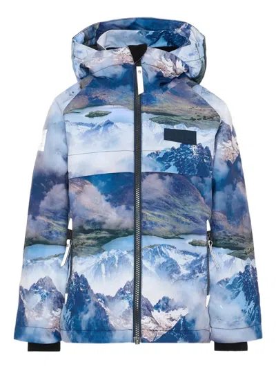 Molo Castor Snowy Mountains-print Hooded Jacket In Multi
