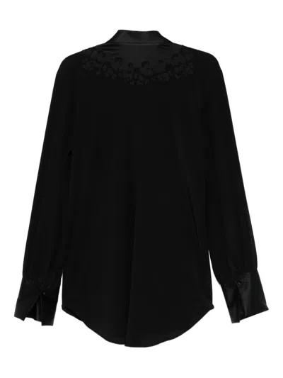 Ermanno Scervino Floral-embroidered Shirt In Black