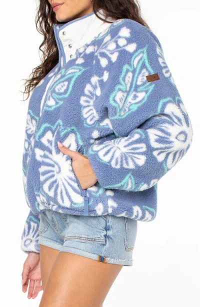 Roxy Kipsie Floral Fleece Pullover In Blue