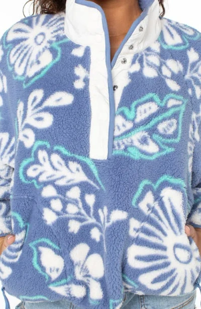 Roxy Kipsie Floral Fleece Pullover In Blue