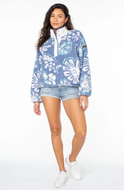 Roxy Kipsie Floral Fleece Pullover In Blue