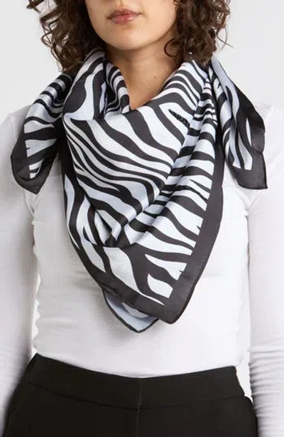 Steve Madden Zebra Print Square Scarf In Black