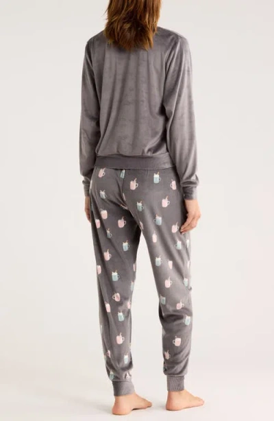Honeydew Cozy Velour Top & Joggers Pajamas In Gray