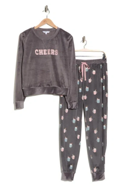 Honeydew Cozy Velour Top & Joggers Pajamas In Gray