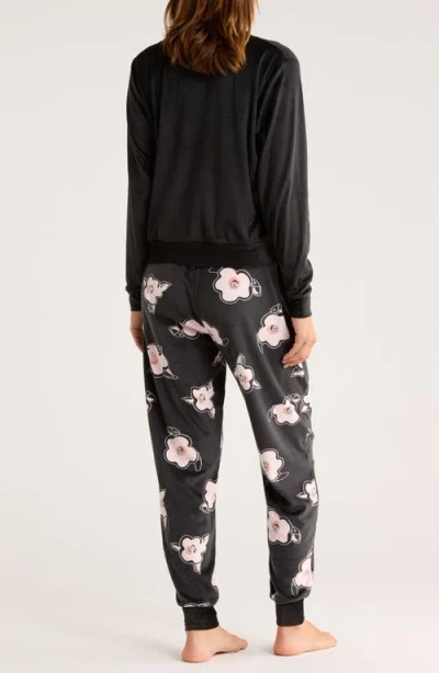 Honeydew Cozy Velour Top & Joggers Pajamas In Black