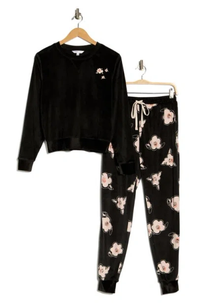Honeydew Cozy Velour Top & Joggers Pajamas In Black