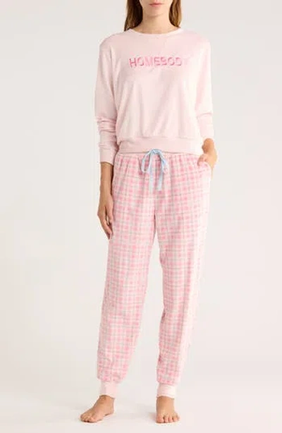Honeydew Cozy Velour Top & Joggers Pajamas In Pink