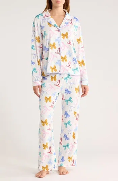 Honeydew Quiet Night Long Sleeve Button-up Top & Pants Pajamas In Multi