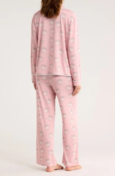 Honeydew Quiet Night Long Sleeve Button-up Top & Pants Pajamas In Pink