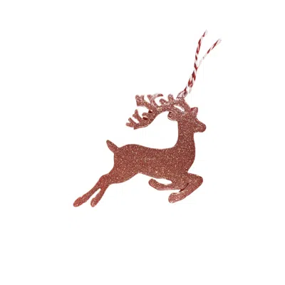 By Shax Sparkly Large Reindeer Ornament - Pink In Pink