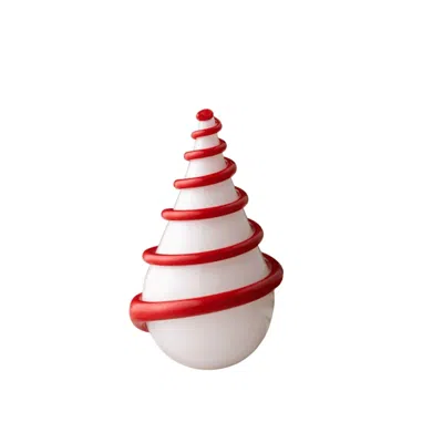 Anatoliacraft White / Red Hand-blown Glass Festive Tree Sculpture In Multi