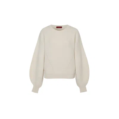 Callaite Women's White Cashmere Pure Cashmere Angelina Pullover - Ivory In White