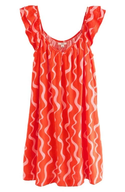 Next Ruffle Cap Sleeve Dress In Multi