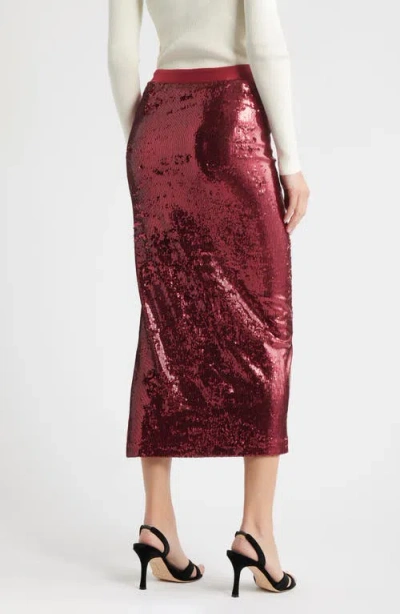 Hugo Boss Ebibi Sequin Stretch Bodycon Skirt In Burgundy