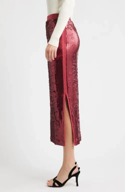 Hugo Boss Ebibi Sequin Stretch Bodycon Skirt In Burgundy