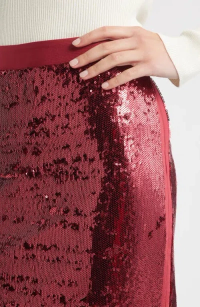 Hugo Boss Ebibi Sequin Stretch Bodycon Skirt In Burgundy