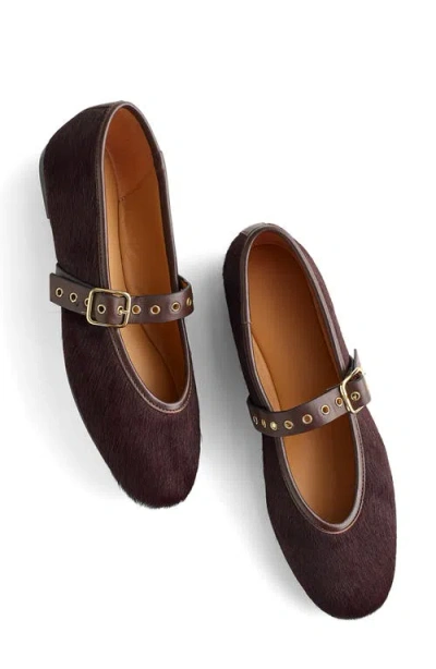 Madewell The Remy Calf Hair Mary Jane Flat In Brown