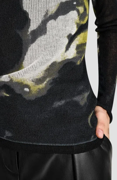 Dkny Abstract Print Double Layer Boat Neck Sweater In Multi