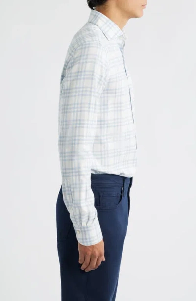 Emanuel Berg Modern Fit Plaid Cotton Flannel Dress Shirt In Blue