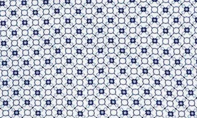 David Donahue Regular Fit Geometric Print Cotton Dobby Dress Shirt In Blue