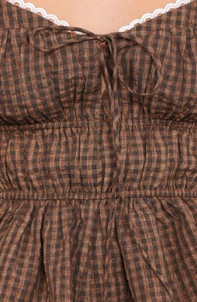 Petal And Pup Petal & Pup Saphia Check Peplum Top In Brown