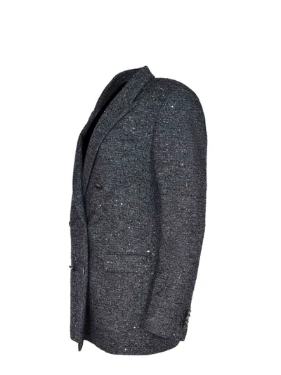 Tagliatore Jasmine Herringbone Double-breasted Peacoat In Black