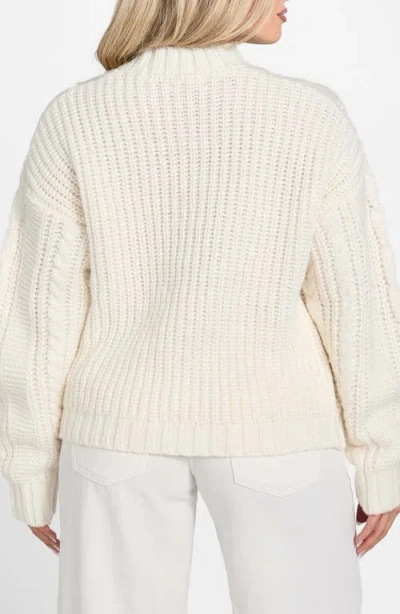 Guess Nathalie Cable Mock Neck Sweater In White