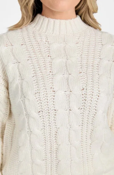 Guess Nathalie Cable Mock Neck Sweater In White