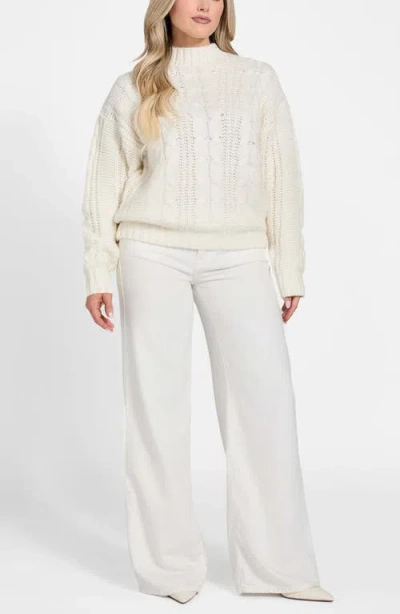 Guess Nathalie Cable Mock Neck Sweater In White
