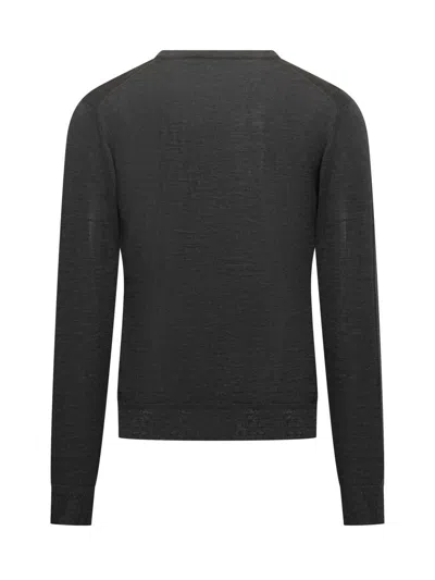 Filippo De Laurentiis Grey Wool V-neck Sweater In Black