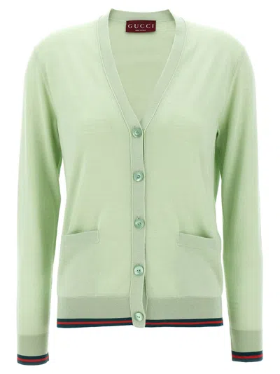 Gucci Extra Fine Cashmere Silk Cardigan In Green