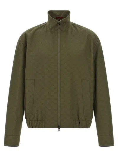 Gucci Gg Fabric Bomber Jacket Puffer Jackets Green In Green